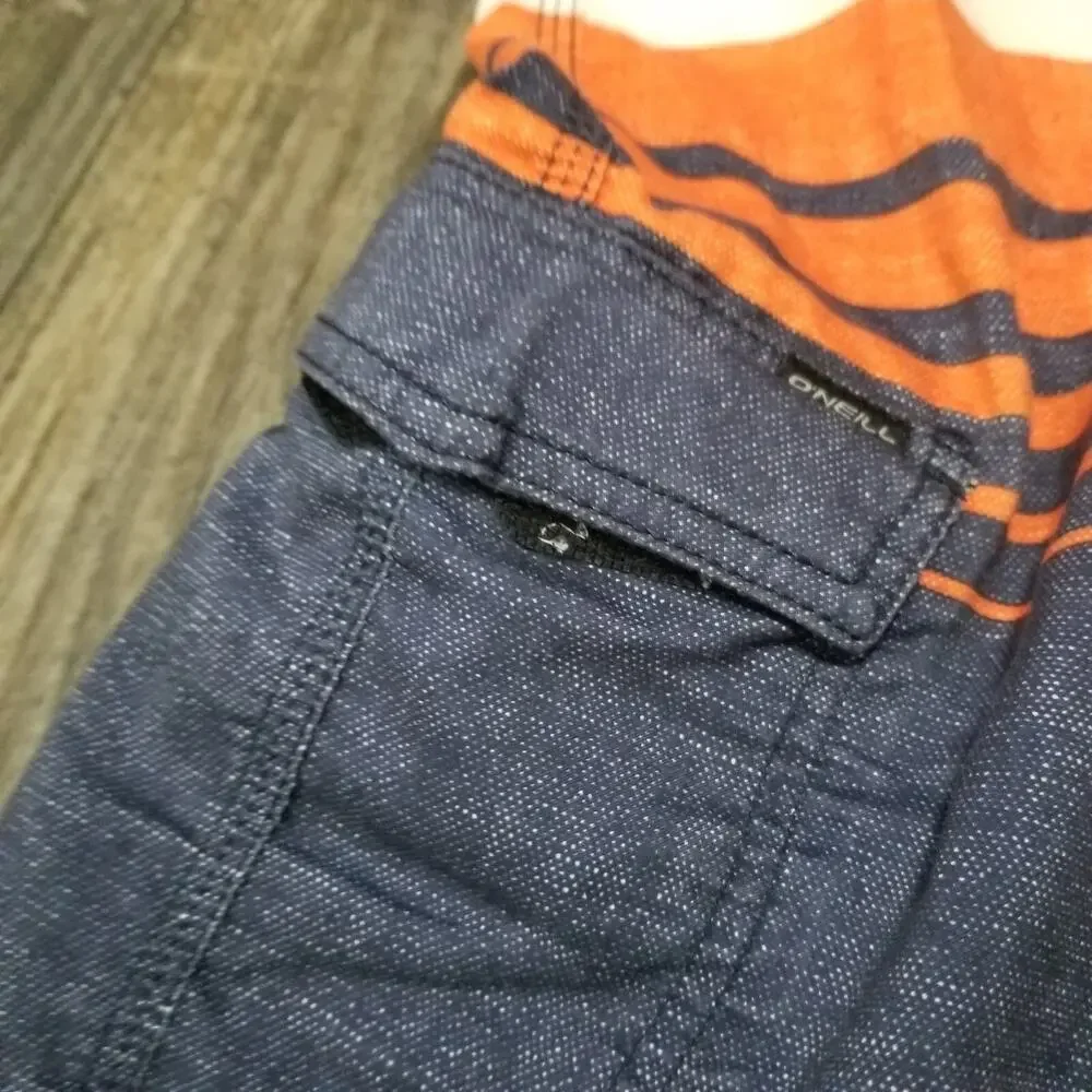 O'Neill Swim Shorts Mens 34 Fishing Board Shorts Logo Blue/Orange‎